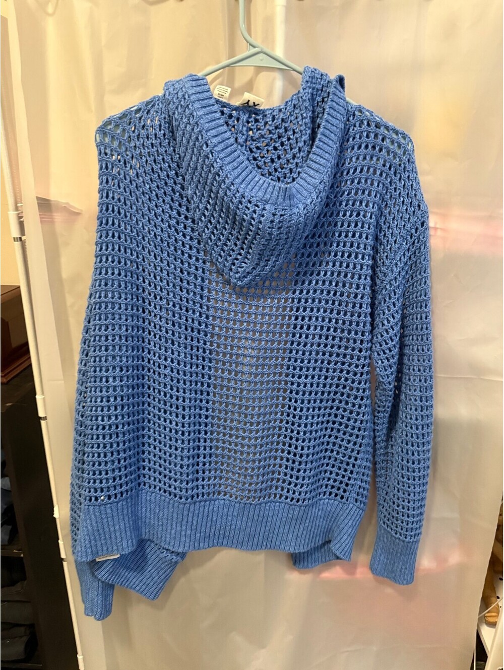 Roxy Women's Blue Open Knit Hooded Cardigan Size S - Picture 2 of 4